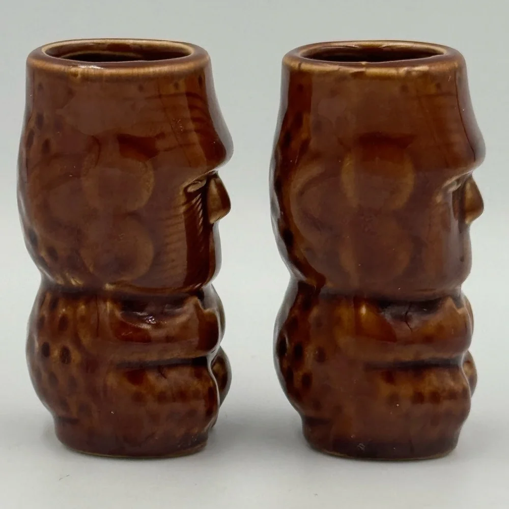 Pair of Maori Tiki Mug Shot Glasses